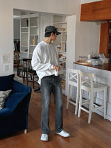 +5cm Grayish Blue Stone Bootcut Denim Pants (236)