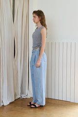 Shirring sleeveless top_gray