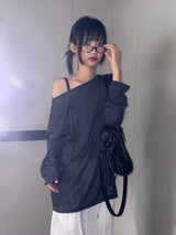 Silishy Sheer Boat Neck Loose Knit Top 4color