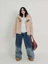 レイチェル 2ベルトディテールショート丈ファージャケット (Lining Quilted)