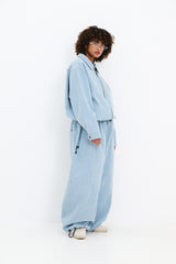 DSXBS NEW SUPER WIDE HEAVY COTTON PANTS LIGHT BLUE