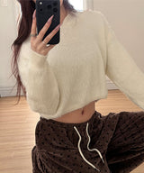 [F/W]Hairy crop hood knit(3color)