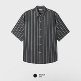 Look Marel Rustic Linen Blend Stripe Oversized Short Sleeve Shirt