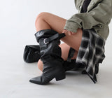 Check layered shirt wrap belt skirt
