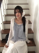Dough Dot Frill Button Sleeveless