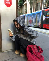 [ORIGINAL] スウィング ストライプ オーバーサイズ ジップアップ フーディー