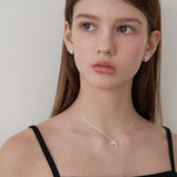 Silver 925 Pure Heart Ribbon Necklace