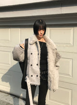 (3oz Quilting) ファーカラーダブルショートコート