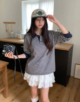 Luke Color Matching Stripe Rugby Sweatshirt