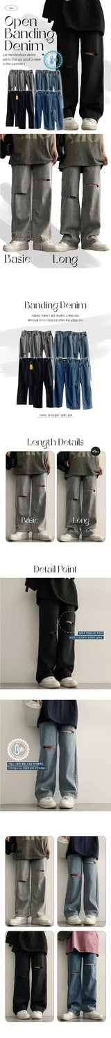 [Basic, Long/S~2XL] [Summer Long Pants!] ウェルニーカッティングウエストベンダブルデニムパンツ