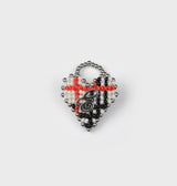 BEADED TARTAN CHECK HEART RING (WHITE)