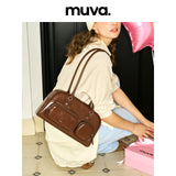 muva.レザー マルチポケット ラージキャパシティ アンダーアームバッグ