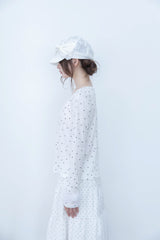 リボン スリーブ カーディガン(white)