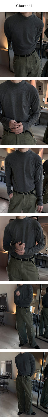 [MUSCLE FIT] Curved line half pola sleeves(3color)
