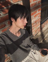 [wool80%] コップウールレイヤードVネックニット