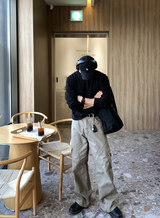 Bias Incision Washed Semi Wide Cargo Pants