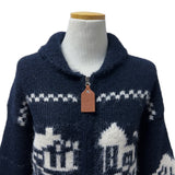 Winter Village House Pattern Knit Zip-Up Cardigan (2 colors)