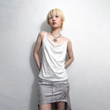 GLITTER COWL NECK CAMISOLE: WHITE