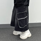 raw-edge cargo bermuda shorts