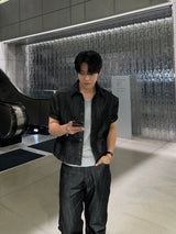 Glossy cropped muscle jacket