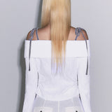 フックオフショルダーブラウス [white]