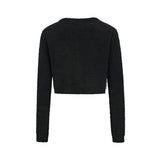 13DE MARZO Embroidered Plush Cardigan