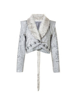 Emoha Silver Cat Tail Burst Leather Jacket