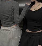 [mnem] sculpted eyelet tee (charcoal)