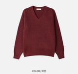 [Unisex] ベーシックVネッククロップニット(8color)