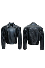 Crocodile Pattern Moto Jacket