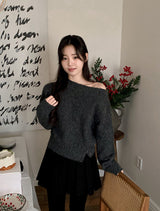 #Sexy One Shoulder Button Knit (3color)
