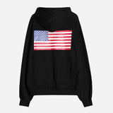 Flag print hoodie zip-up