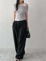 [Summer ver.] Tie Two Tuck Long Wide Slacks