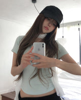 リリンUネックベーシックラウンド半袖Tシャツ