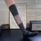 Lace Ribbon Scrunch Long Socks