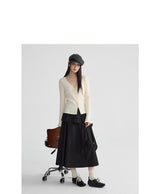 Soft ruffle striped asymmetrical flare skirt