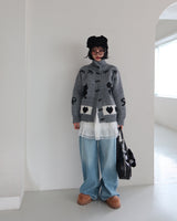 Nyangdeng's nose-dishon tteokbokki knit cardigan