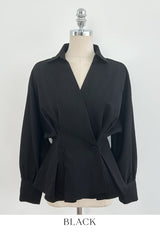 Annie V-neck Collar Double Wrap Jacket Blouse