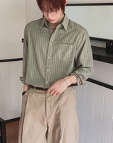 Waylon Striped Pocket Long Sleeve Shirt