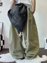 SIDE LIGHTENING 🩶💛🖤 NYLON OVER WIDE OVER LONG PANTS 💛3COLOR