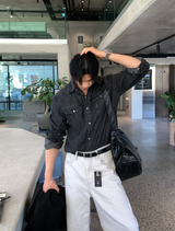  Liu Western Snap Button Denim Shirt