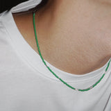 LOVE SKINNY BEADS NECKLACE GREEN (M)