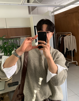  Beleries Simple Henry Neck Overfit Knit