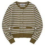 CHERRY STRIPE CARDIGAN [DARK CAMEL]
