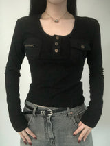 Two-Pocket Slim Button Tee