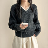Pure Layered Twisted V-Neck Knitwear