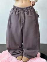 Balloon Wide Collie Belt Color-Point Fleece Balloon Wide Pants 🖤💜 5COLOR