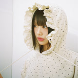 Dot Ruffle Hoodie - IVORY
