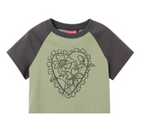 コントラストカラーラウンドネックラグラン半袖Tシャツ
