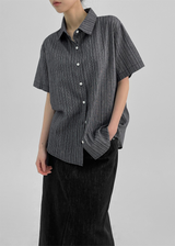 [MADE] Robyou Loose Fit Striped Short Sleeve Shirt
